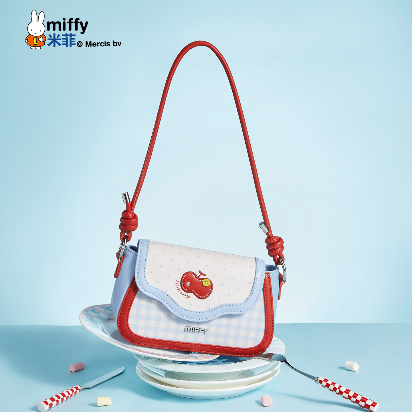 米菲撞色马鞍包2026新款小众设计感百搭腋下包可爱少女单肩斜挎包