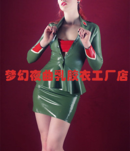 乳胶衣 性感 分体裙子 制服装 膠衣高弹力 乳胶裙子 cos变装 紧身