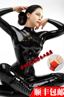 乳胶衣女乳胶紧身衣全包胶衣塑身连袜衣服束腰透明3D胸部 catsuit