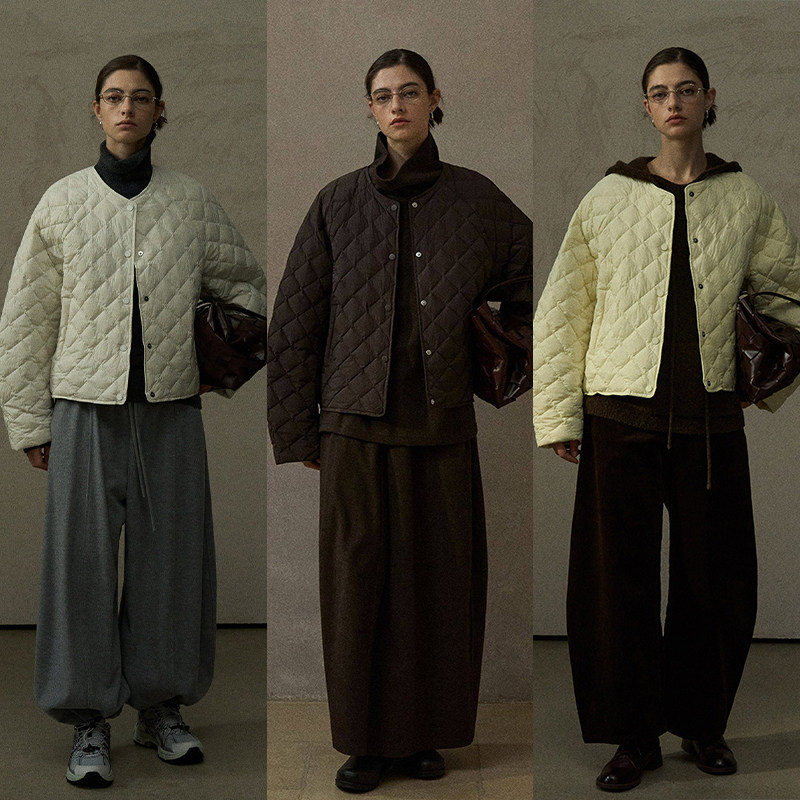 TINNTINN 纬弹防绒菱格弯刀袖小格子绗线短款羽绒夹克,女装/女士精品,羽绒服,淘宝优惠券,粉丝福利购,淘宝优惠卷