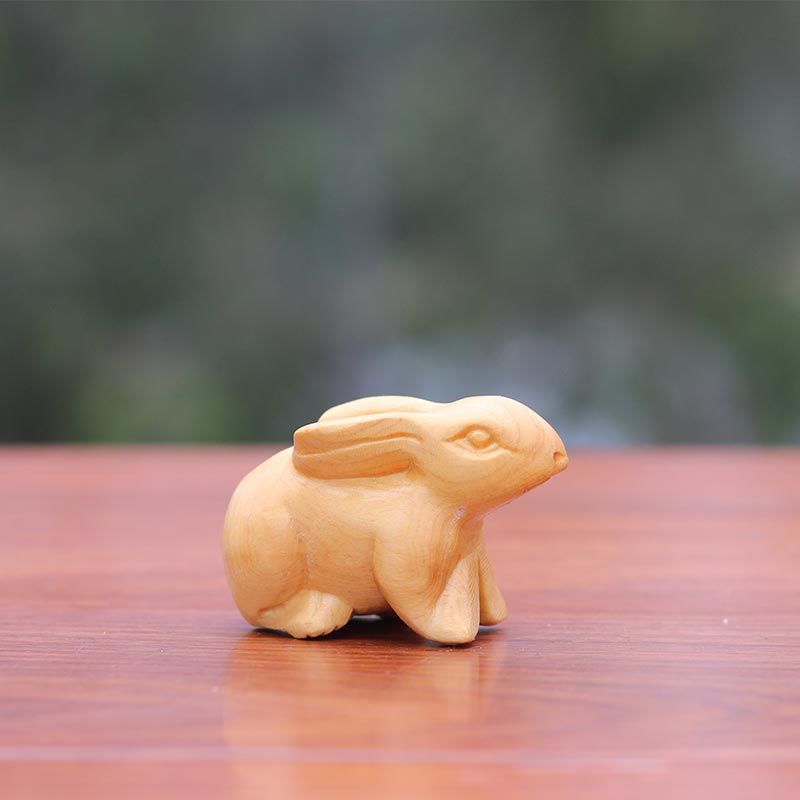 崖柏根雕手把件生肖兔子木制品木雕手把件实木把玩件摆件生日礼物