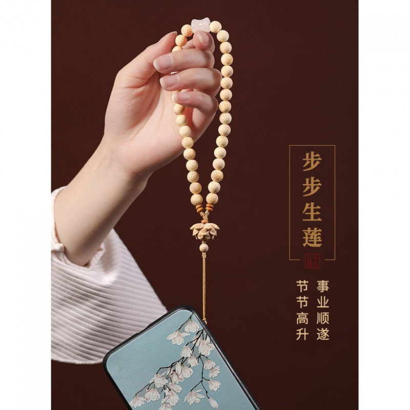 古风手机挂绳饰手工编织黑檀木质