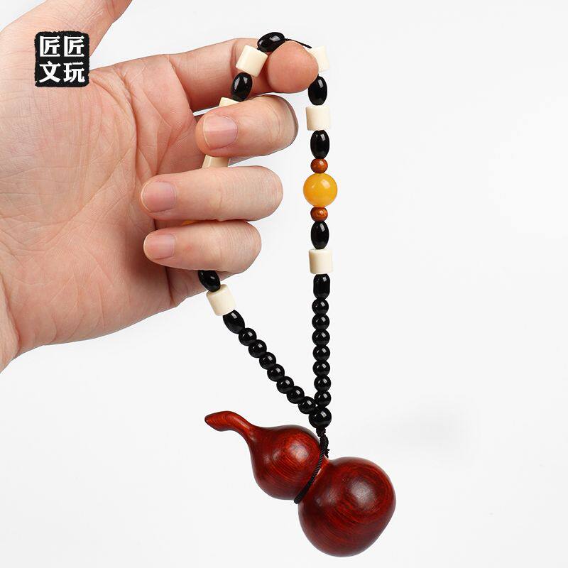 葫芦手把件紫檀把把壶文玩打麻将神器男女生迷你挂件吊坠手链木质