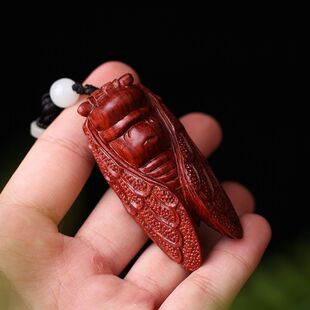 小叶紫檀木雕一鸣惊人手把件蝉知了把玩件汽车挂件手把件钥匙扣