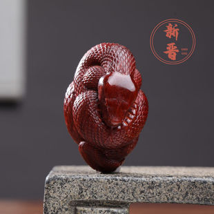 小叶紫檀木雕蛇王挂件禅意生肖蛇手把件实木雕刻摆件文玩盘玩生日