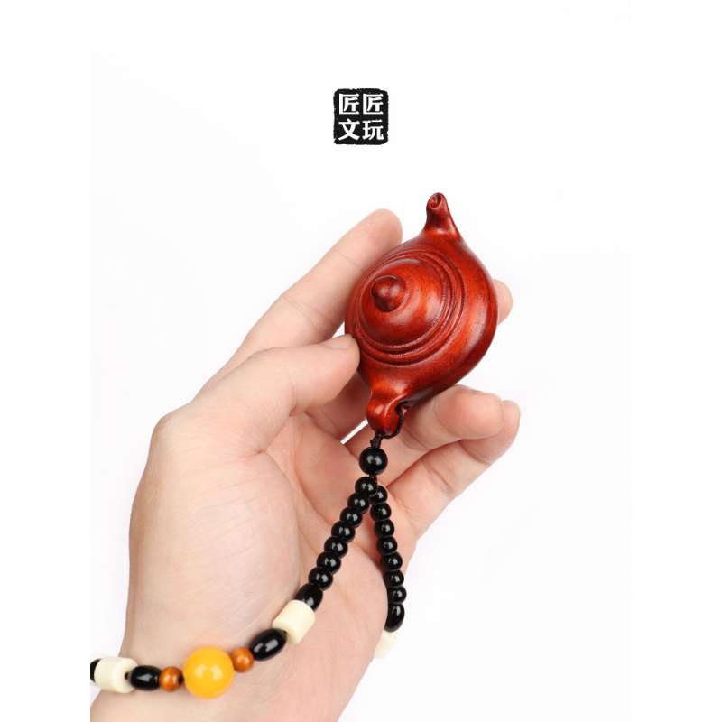 紫檀木把把壶手把件木雕文玩小茶壶摆件打麻将神器男女士吊坠手链