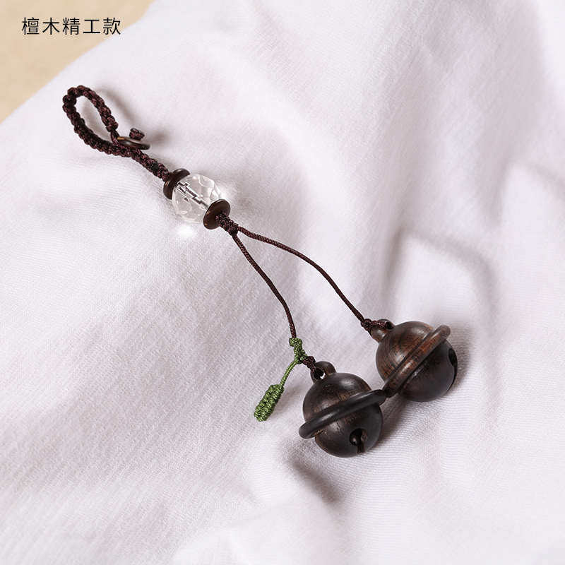 挂饰檀木挂件个性钥匙链铃铛钥匙
