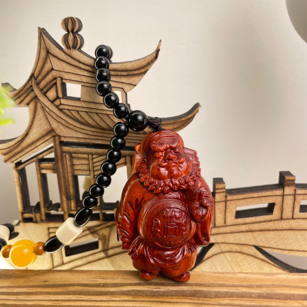 紫檀手把件木雕钟馗手把件汽车挂件木质男士把玩件小摆件随身