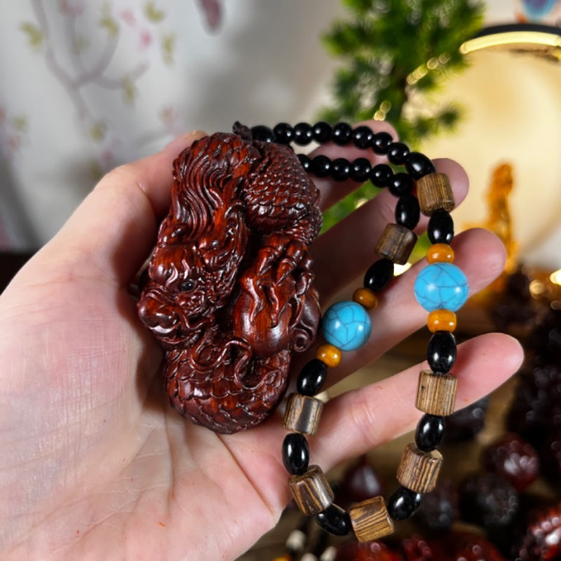 紫檀木实木雕刻生肖神龙文玩手把件挂件盘玩把玩随身工艺送礼品