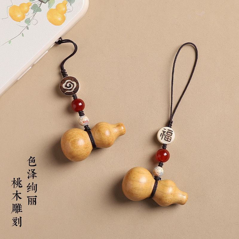 桃木葫芦手机挂件新中式祥云福牌