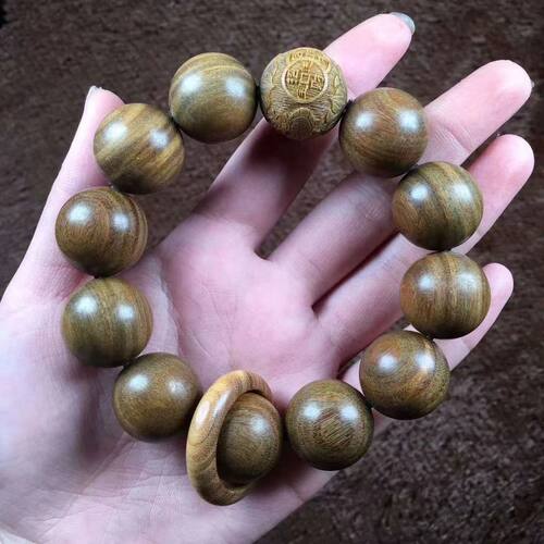 天然正宗绿檀木佛珠20跑环手串雕刻貔貅款运转环檀香木情侣款手链