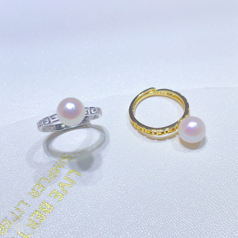 diy珍珠镂空开口指环镶嵌手饰