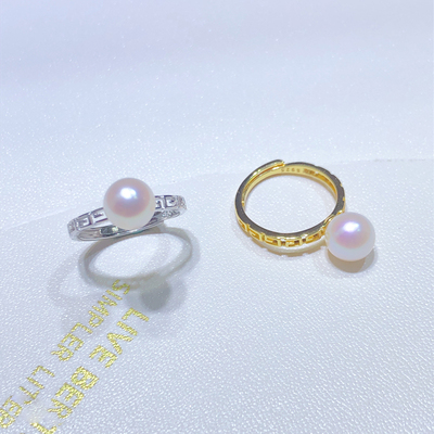 diy珍珠镂空开口指环镶嵌手饰