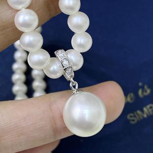 DIY配件S925纯银T锆简约可打开吊坠空托 14mm圆滴 珍珠项链挂坠9