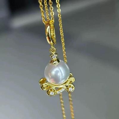 DIY配件 S925纯银童话南瓜车遮瑕万能扣吊坠空托 项链坠子吊饰托