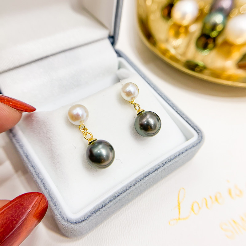 diy纯银耳钉珍珠玉石镶嵌空托