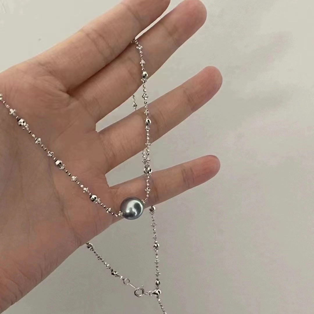 正圆天然铂金灰仙女链s925纯银