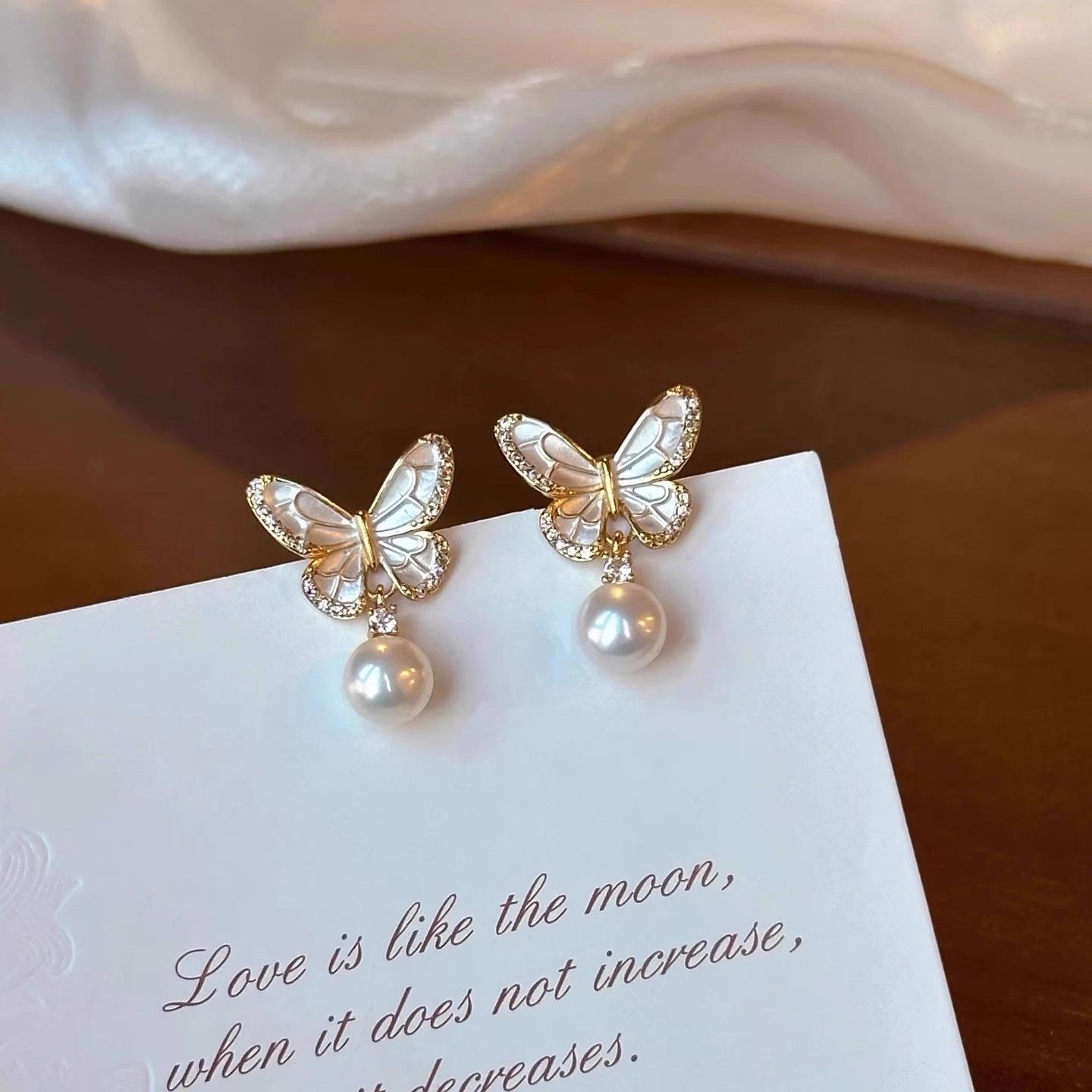 DIY配件 S925纯银珐琅蝴蝶耳钉空托 珍珠耳环耳饰托7-12mm圆椭