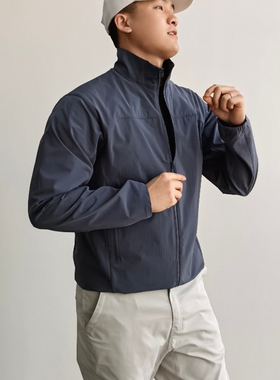 SOS城市户外立领软壳外套腋下拼接透气休闲上衣轻薄商务正肩夹克