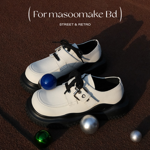 MASOOMAKE2022新款厚底低帮小皮鞋女夏休闲百搭单鞋小众设计鞋子