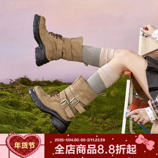 玛速主义2025年冬季新款厚底粗跟时装靴休闲百搭马丁靴复古短靴女