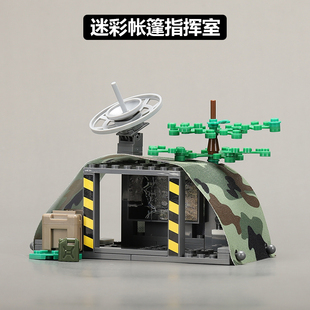 小颗粒积木碉堡掩体士兵人仔特种兵警察拼装军事基地帐篷场景玩具