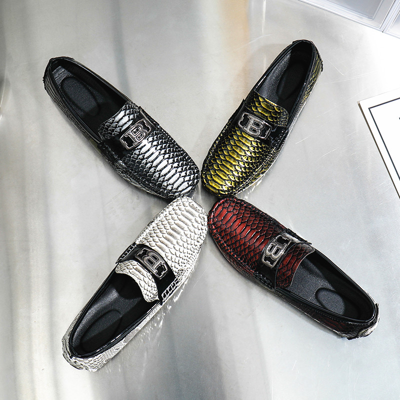 新款外贸大码蛇纹男士潮流百搭透气一脚蹬韩版豆豆鞋男鞋商务休闲,流行男鞋,乐福鞋（豆豆鞋）,淘宝优惠券,粉丝福利购,淘宝优惠卷