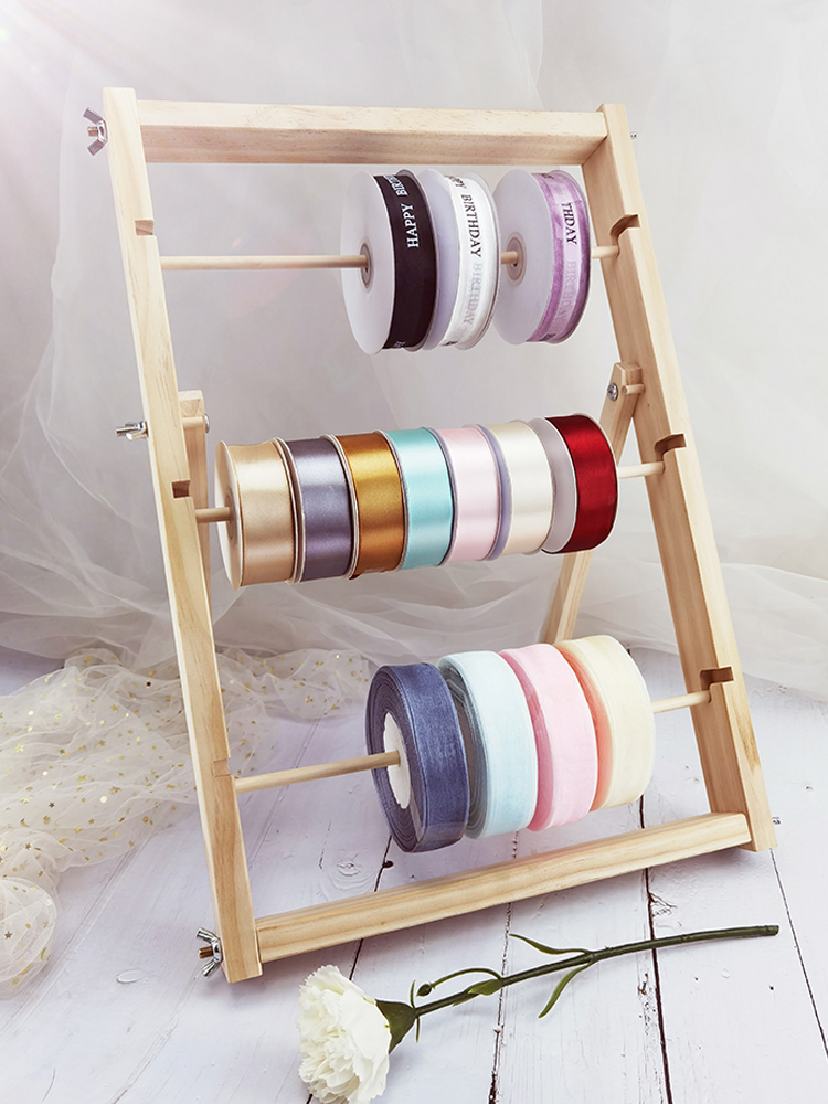 实木丝带收纳架花店烘焙彩带