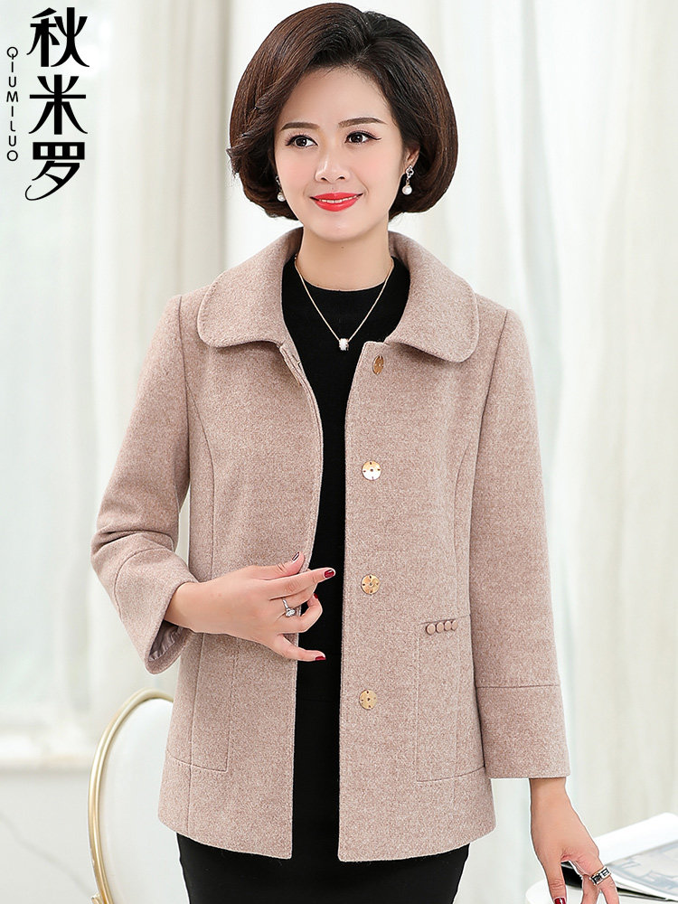 妈妈春装毛呢外套短款洋气中年女装2025新款中老年女秋冬呢子上衣