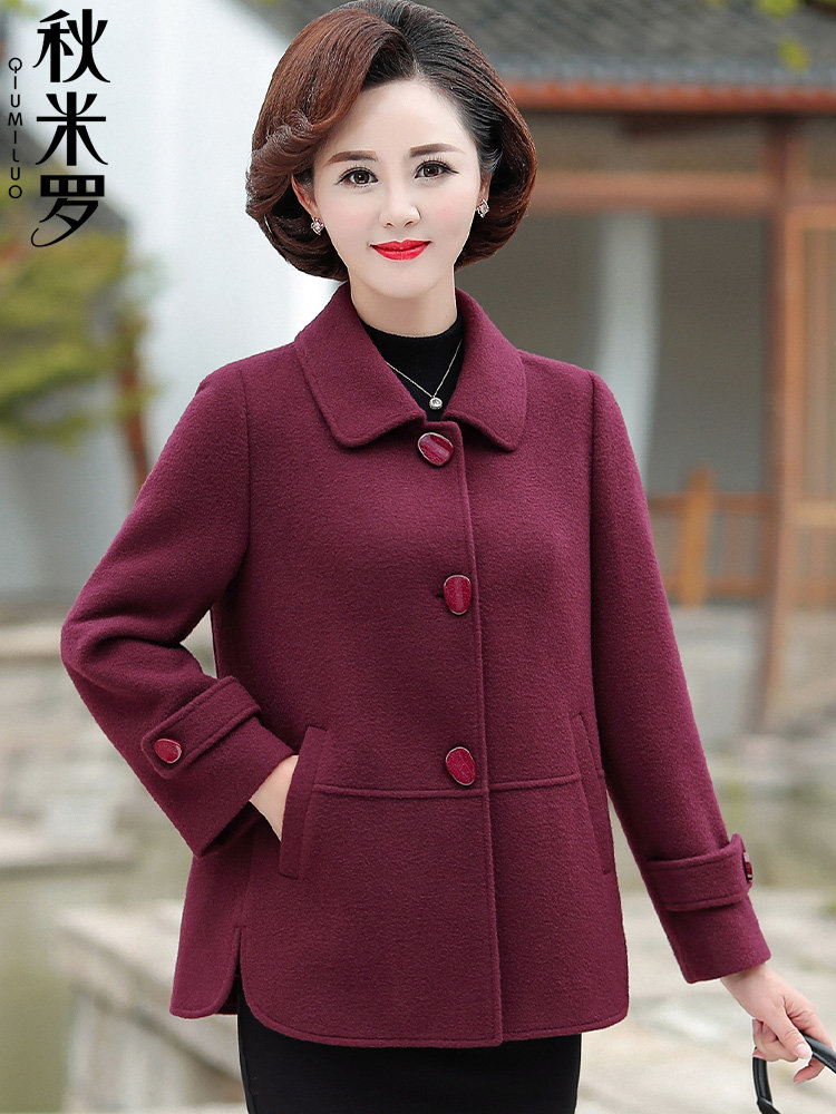 妈妈春装毛呢外套短款洋气时尚2025新款中老年人女装秋冬呢子上衣