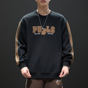 秋冬时尚长袖青年休闲男款卫衣外套打底衫T恤套头百搭潮牌刺绣