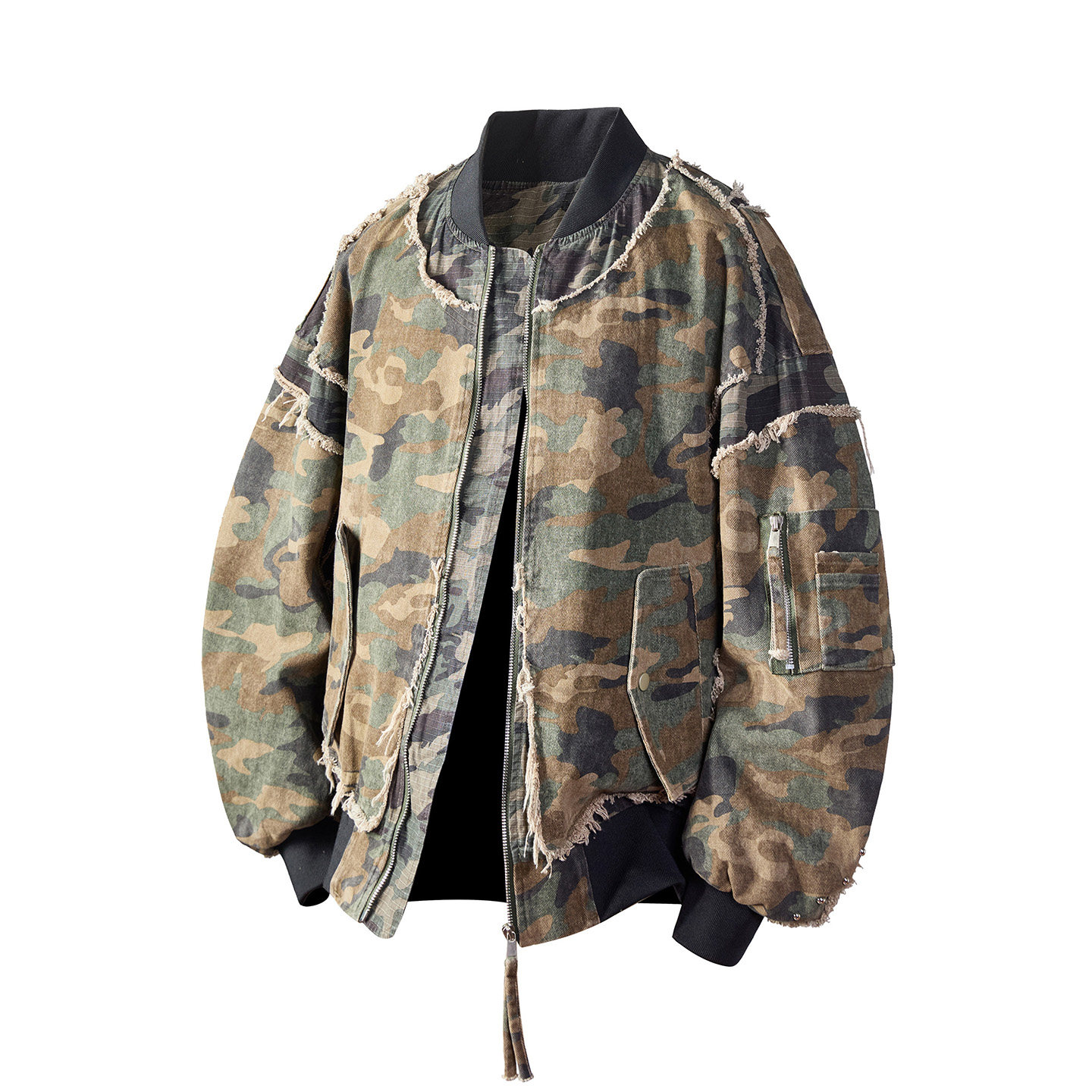 欧洲站重工迷彩外套男士欧货秋冬装棒球服潮流韩版飞行夹克潮牌