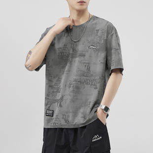 2025年夏季新款纯色打底衫刺绣短袖男款T恤速干圆领短袖T恤男