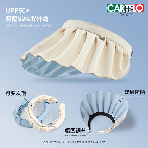 卡帝乐鳄鱼空顶帽女夏季贝壳帽