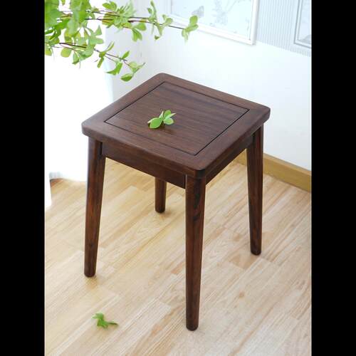 乌金木方凳家用木板凳简约实木餐桌凳中式商用方凳子椅子四方木凳