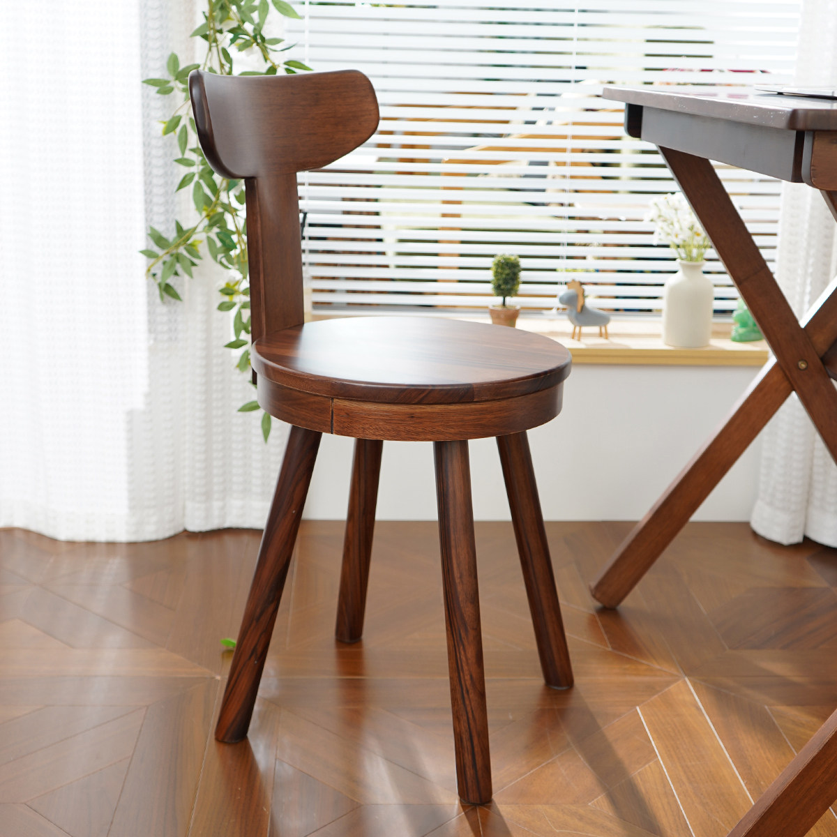 胡桃木圆凳可旋转靠背椅子简约矮凳靠背椅长条书桌椅实木电脑椅,住宅家具,餐椅,淘宝优惠券,粉丝福利购,淘宝优惠卷