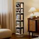 简约旋转书架360度书柜转角现代陈列置物架带全身镜一体实木书架