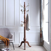 家用衣服架轻奢 卧室立式 高档美式 全实木衣帽架门厅落地挂衣架欧式