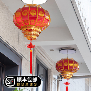 福字大红灯笼2026新款乔迁结婚羊皮户外防水别墅阳台门口吊灯挂饰