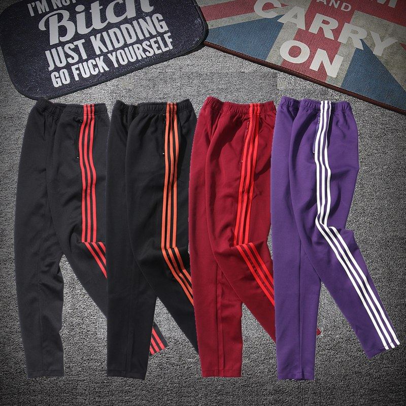 中国有嘻哈rapper同款经典复古三杠条运动裤 男女大码长裤 校裤子