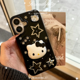 水钻星星可爱立体kitty猫适用oppoReno15pro手机壳reno14 13 12金箔reno11/10/9pro保护套reno8/7pro/6se软壳