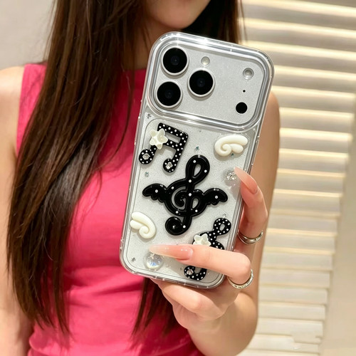 甜酷少女音符翅膀适用苹果18 17promax手机壳iPhone16 15pro苹果14滴胶13mini软壳12promax 11防摔壳16e/17e