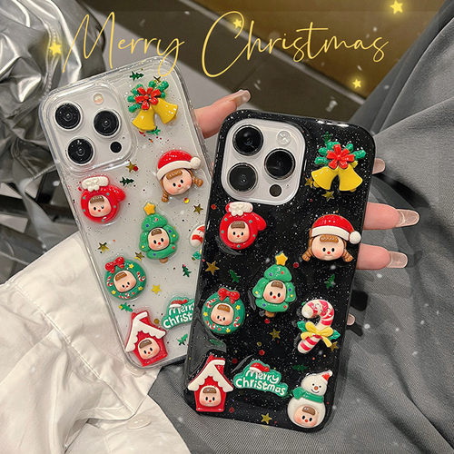 可爱立体圣诞雪人适用苹果15 16promax新款手机壳iPhone14 13pro滴胶软壳11 12promax创意少女xs保护套8p卡通
