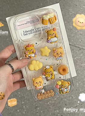 可爱云朵黄油小熊适用oppoReno12 11 10pro+手机壳reno9/8/7se滴胶壳reno6/5k/4se/3pro软壳ACE2z保护套R17女