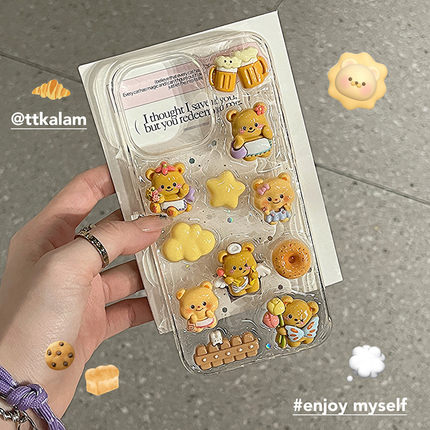 可爱云朵黄油小熊适用oppoReno12 11 10pro+手机壳reno9/8/7se滴胶壳reno6/5k/4se/3pro软壳ACE2z保护套R17女