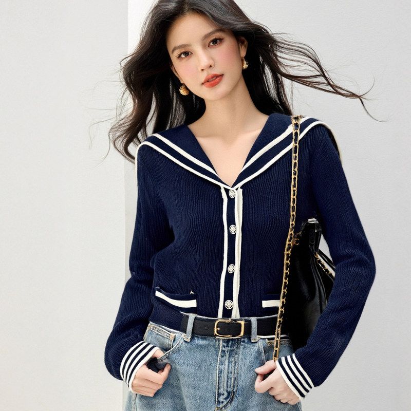 G6925学院风海军领品牌女装针织