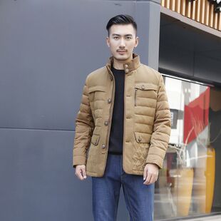 戈德堡男士保暖羽绒服男短款冬季中青年修身款休闲加厚男士外套