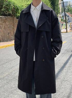风衣男中长款过膝秋冬休闲宽松痞帅大衣韩版潮流大码bf工装外套