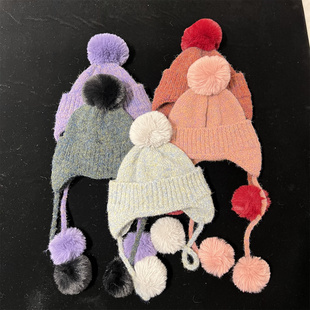 单品球球护耳加厚针织帽 百搭时尚 BARRIFAIT