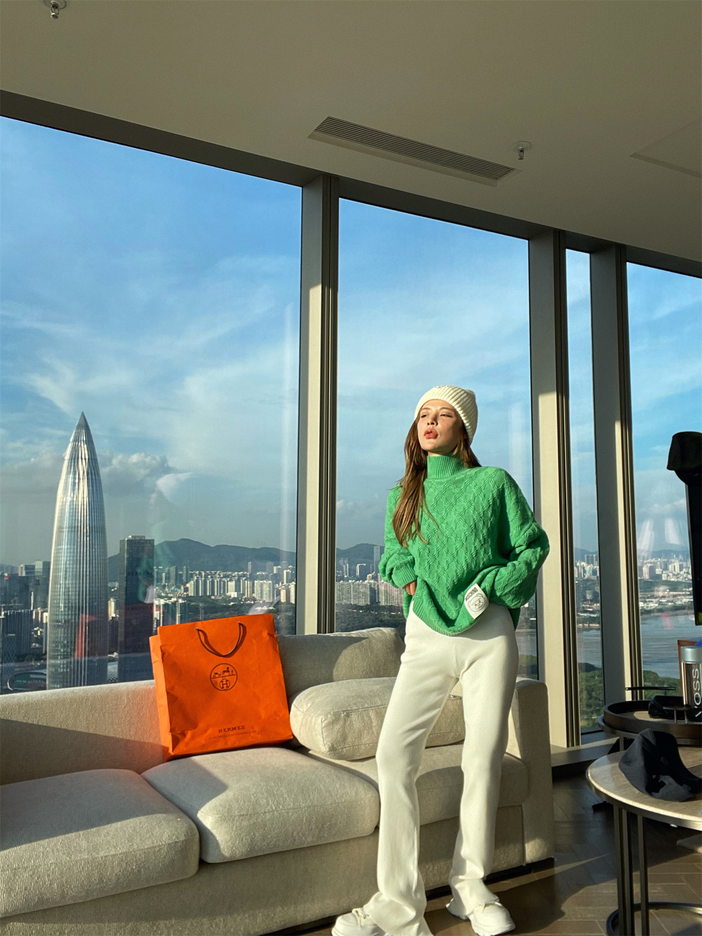 apple姐姐2021款街头潮搭裤脚开叉竖纹潮搭休闲裤